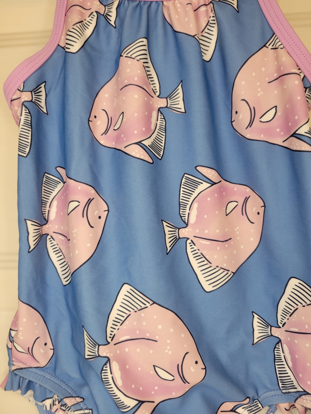 Carter's 3T Blue One-Piece Swimsuit with Pink Fish Print - Picture 4 of 6